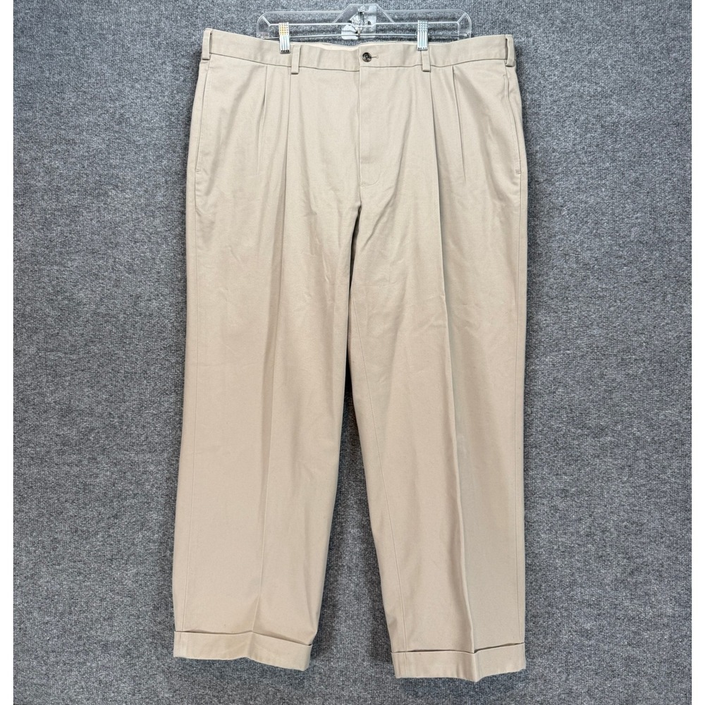 Brooks Brothers Advantage Chino Elliot Pants Mens 42x29 Tan Pleated Cuffed Khaki